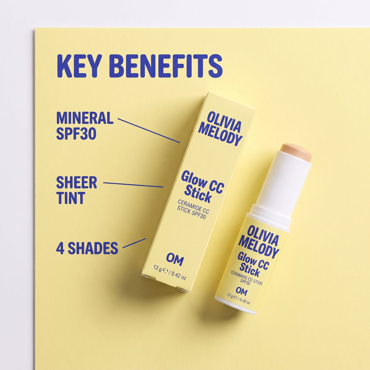 Glow CC Stick — SPF30 + Ceramides, Colour-Correcting — Olivia Melody